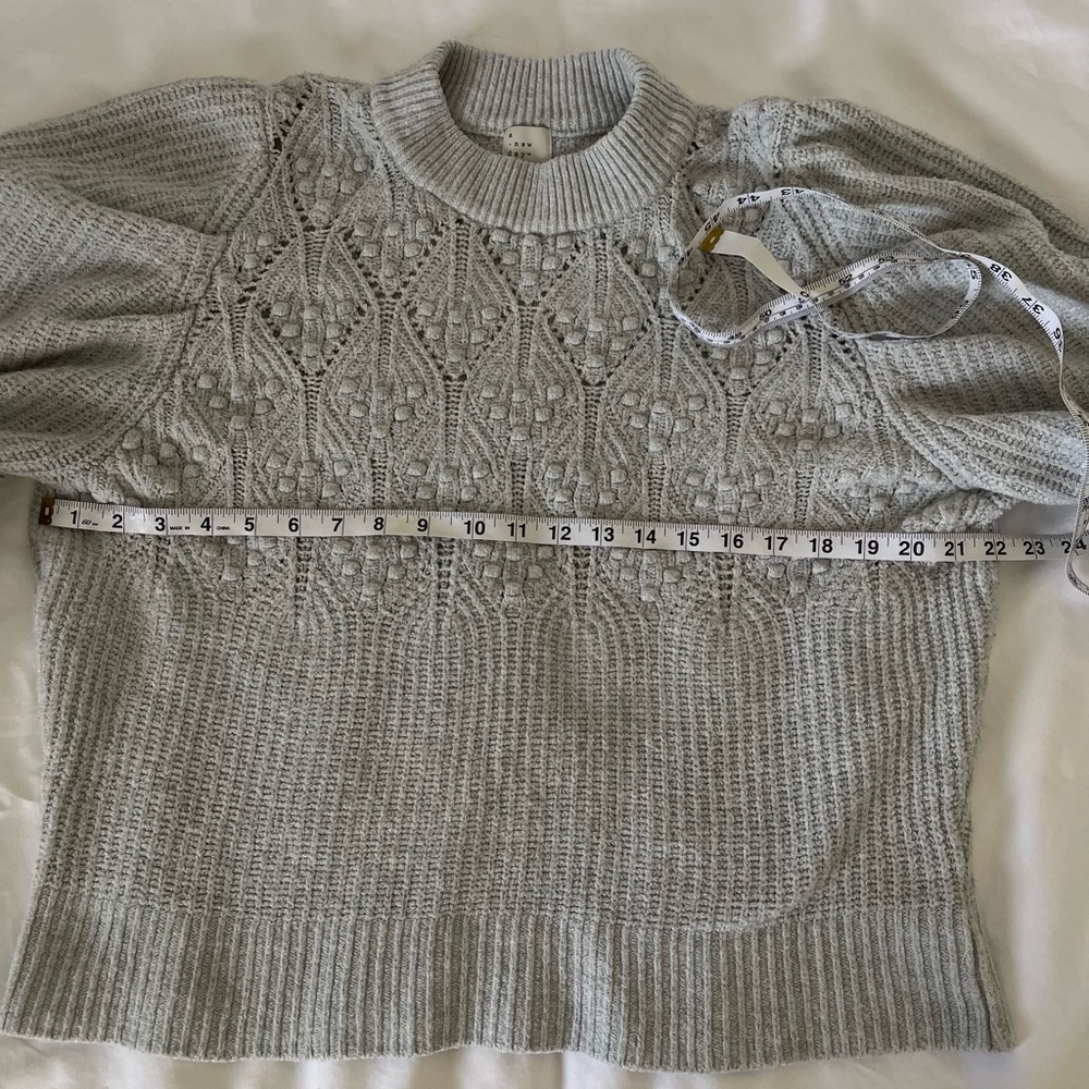 A New Day Light Gray Ribbed Sweater XXL Soft Stretch Puffed Shoulder Clean Girl - Picture 7 of 11